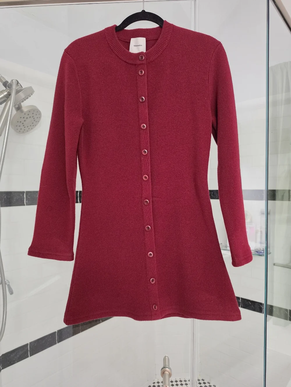 Reformation Bianca Regenerative Wool Sweater Dress In Chianti - Picture 6 of 12